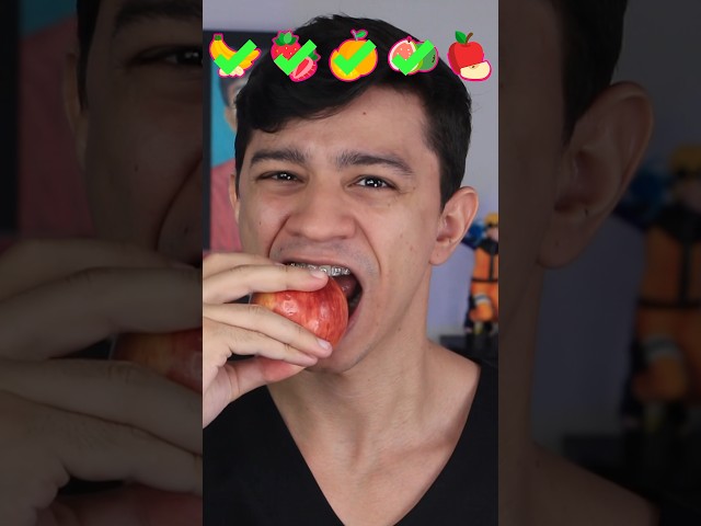 ASMR Aparelho vs Frutas. Seguro?! #shorts #asmr class=