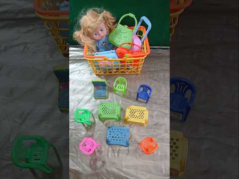 satisfying with unboxing doll chair tabel toys #shorts
