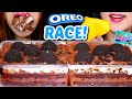 ASMR CAKE RACE! CHOCOLATE OREO MOUSSE CAKE + RAINBOW GUMMY CANDY ROPES + LOSER CHEESE SLAP초콜릿 케이크 먹방