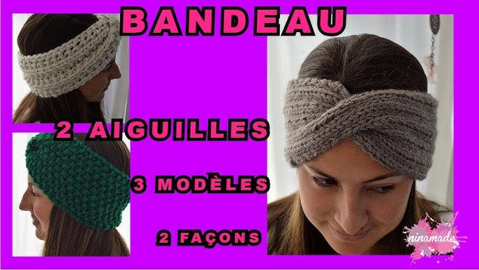 Cache oreilles bandeau headband au point de riz au tricot pour femme. 