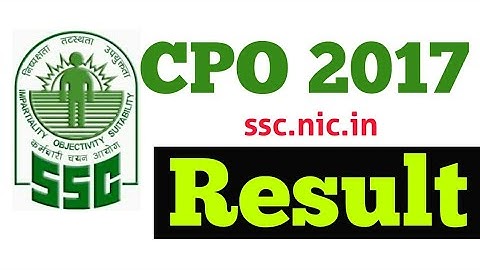 SSC CPO 2017 RESULT OUT!!!