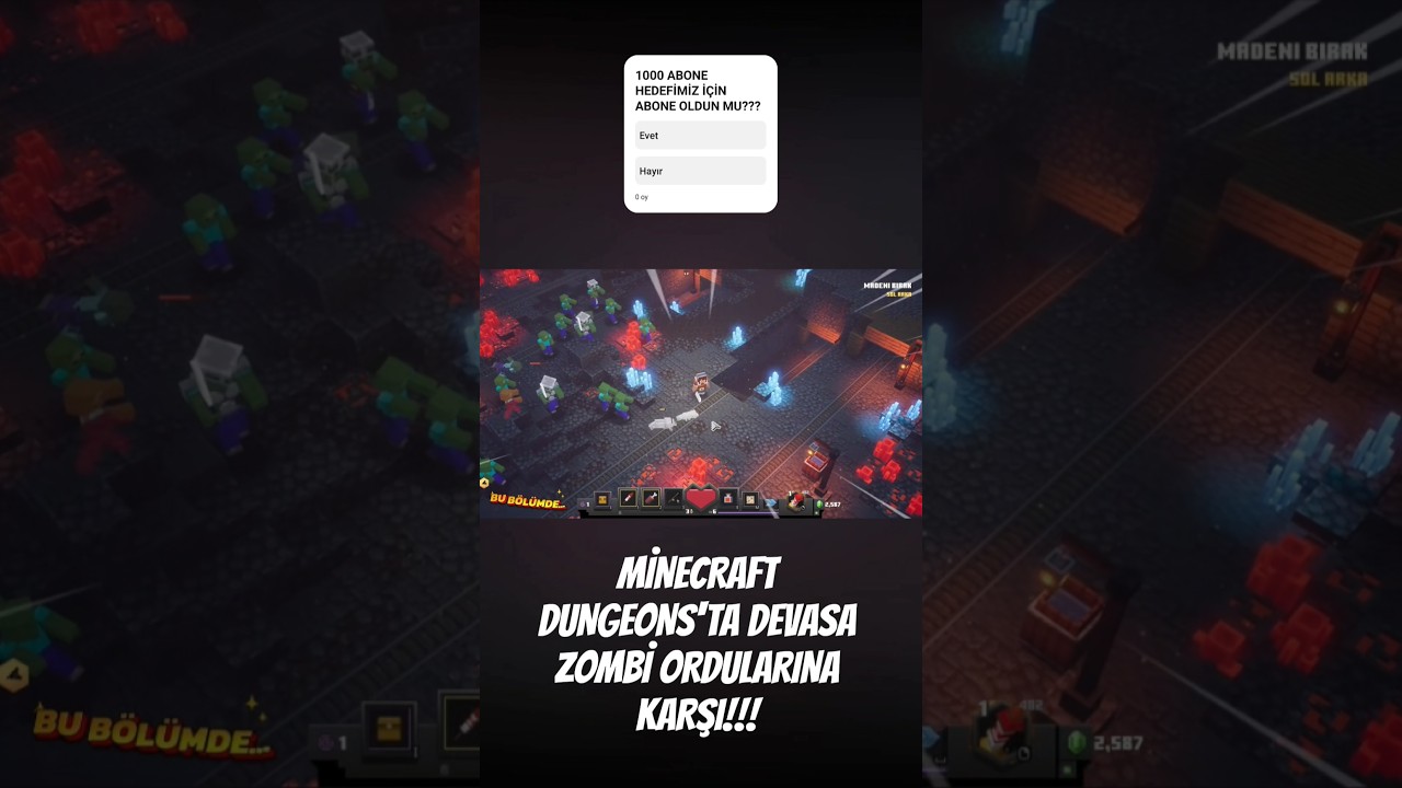 MİNECRAFT DUNGEONS'TA DEVASA ZOMBİ ORDUSUNA KARŞI!!! #minecraft #shorts #keşfet
