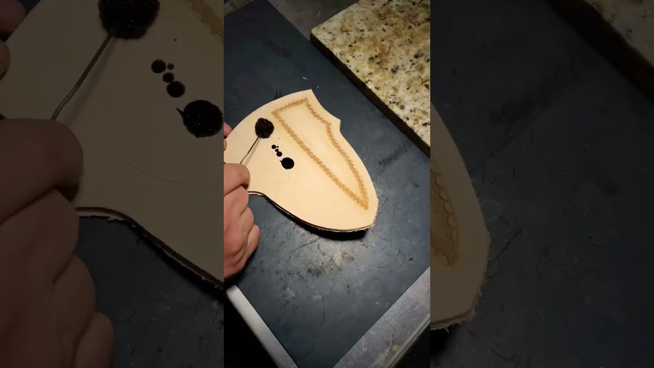 Making a leather knife sheath.  #shorts #knifesheath