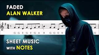 Faded - Alan Walker | Sheet Music with Easy Notes for Recorder, Violin Beginners Tutorial