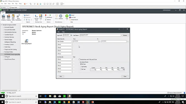 Sage 300 Addons: SYSTRONICS Stock Aging Report™ 2019B