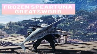 Monster Hunter World Iceborne - Event, Tophy Fishin, Frozen Speartuna Greatsword. PS4