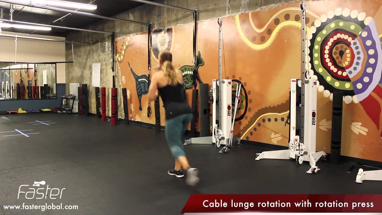 Base Exercise Cable Lunge Rotation with Rotation Press - YouTube