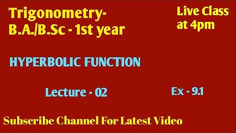 #trigonometry #babsc_1st Exercise-9.1 Hyperbolic Function ||How to apply Hyperbolic Formulae