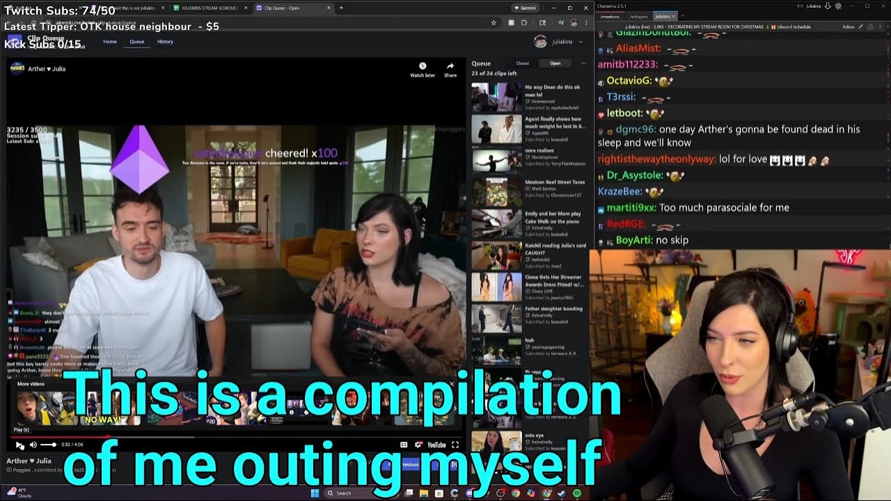 Джулия реагирует на милое парасоциальное видео о ее путешествии с Артуром