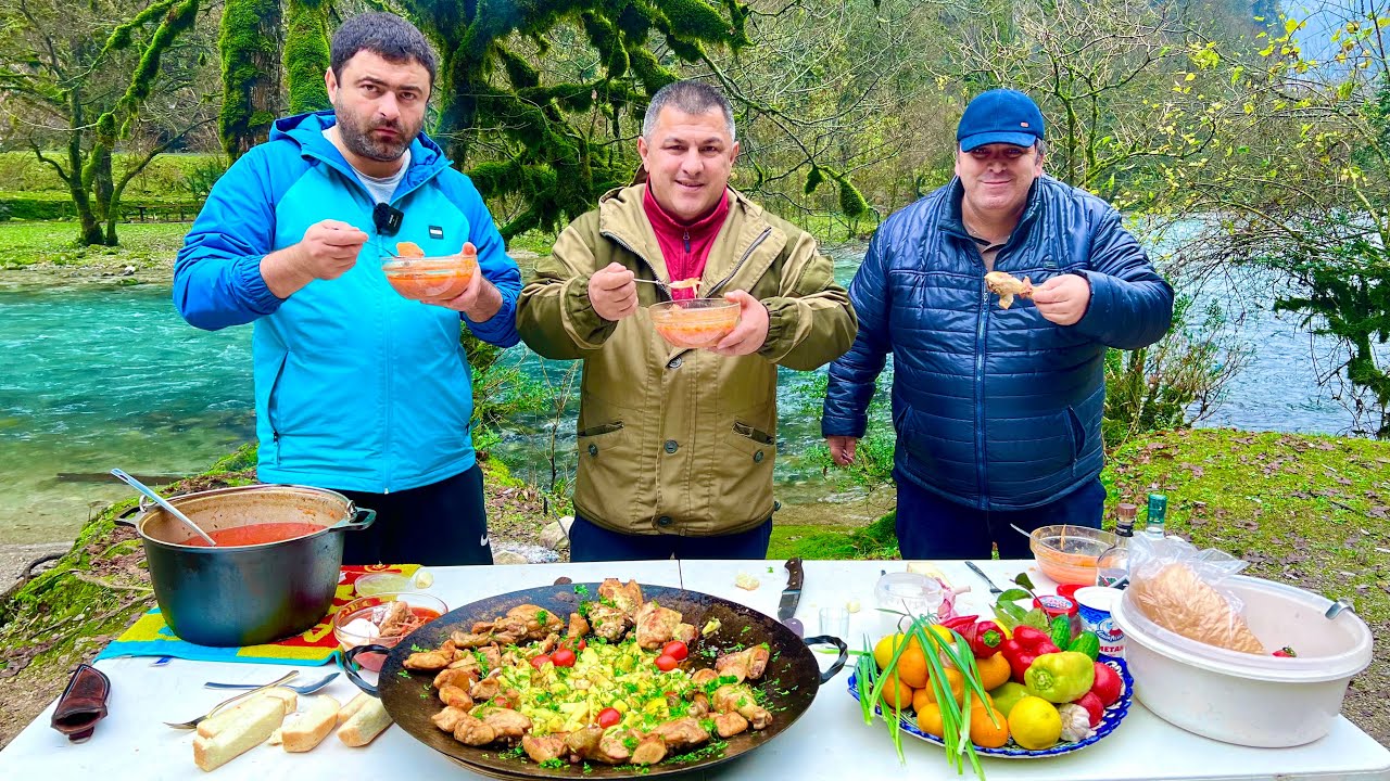 Готовим Вкусный Борщ В Казане На Костре / Казан Кебаб На Сковороде Садж / Блюда В Казане