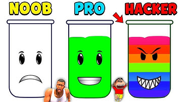 NOOB vs PRO vs HACKER in CUPS: WATER SORT PUZZLE with SHINCHAN and CHOP FRANKLIN