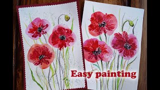 Blumen malen, Mohnblumen malen in EINFACHE MALTECHNIKEN.Easy Painting poppies. Flowers For Beginners