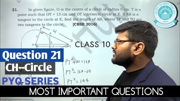 In given figure, O is the centre of a circle of radius 5 cm. T is a point such that OT = 13 cm and O