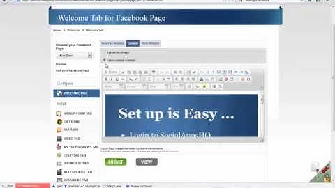 How to setup Welcome Tab on Facebook Page using SocialAppsHQ