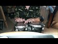Professional Hand Drummer Playing Mini Drums With Live Organ Music
