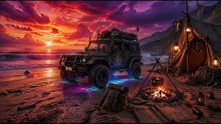 🏰🌊Lo-Fi Chill Ocean Medieval Fantasy 4x4 Jeep at Sunset Beach |Cinematic LoFi Expedition Ambience ✨🚙
