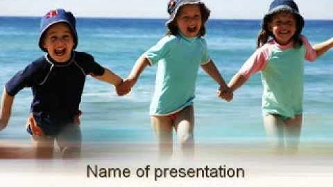 Happy Children on the Sea PowerPoint Template by PoweredTemplate.com
