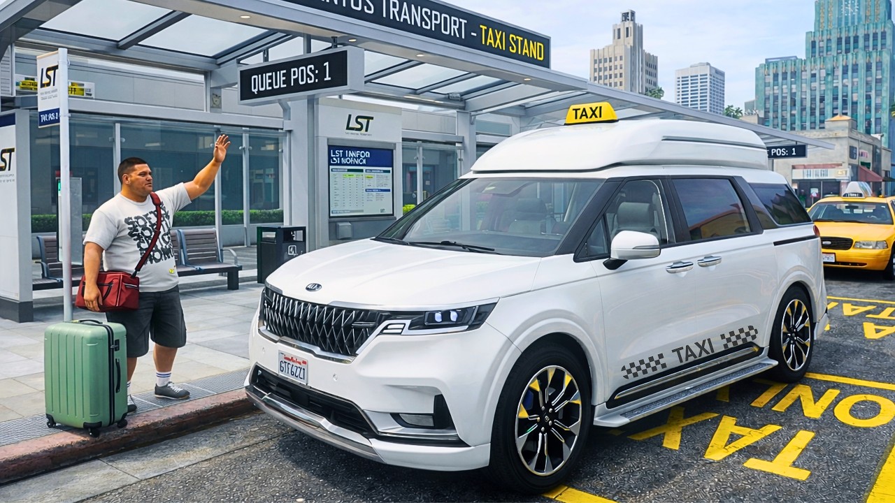 GTA 5 - Realistic Taxi Driver Job with Kia Carnival | POV Drive