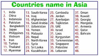 Country Name in Asia | Country Names of Asia in English | Asian Country |  country gk