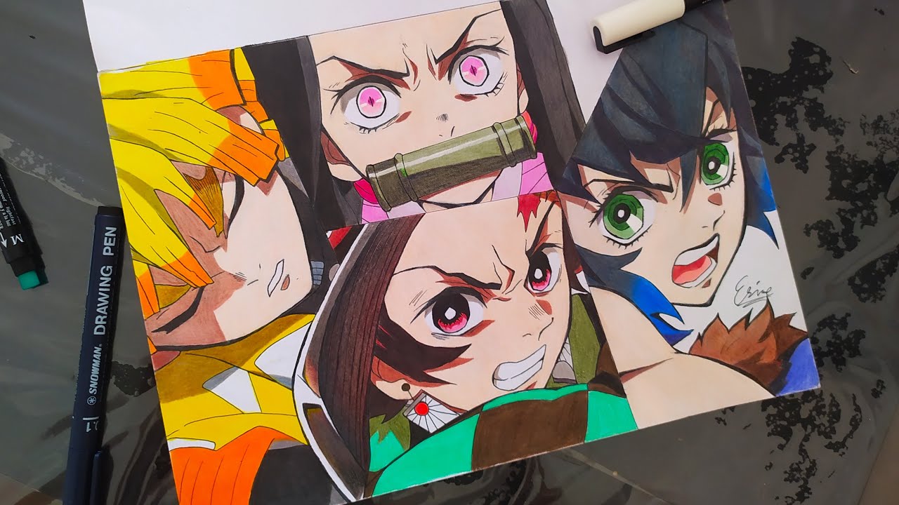 Mayara Rodrigues Drawings - INOSUKE, TANJIRO, NEZUKO, ZENITSU - Kimetsu  no Yaiba / Demon Slayer