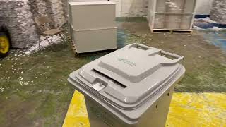 Our 64 gallon bin is the large option with wheels - easy to transport and move around.