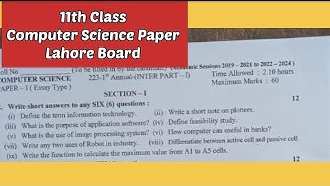 1st year Computer Science Lahore board group1 solved paper 2023 ||