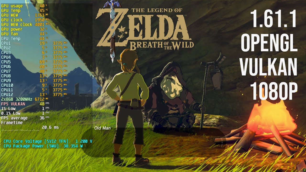 CEMU 1.22.12 - NEW MULTITHREAD ASYNC SHADER COMPILE QUICK TEST Zelda BotW -  AMD R5 3600 - GTX1060 