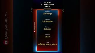 Greetings | English basic words and phrases daily in English, French, Spanish, German & Hindi.