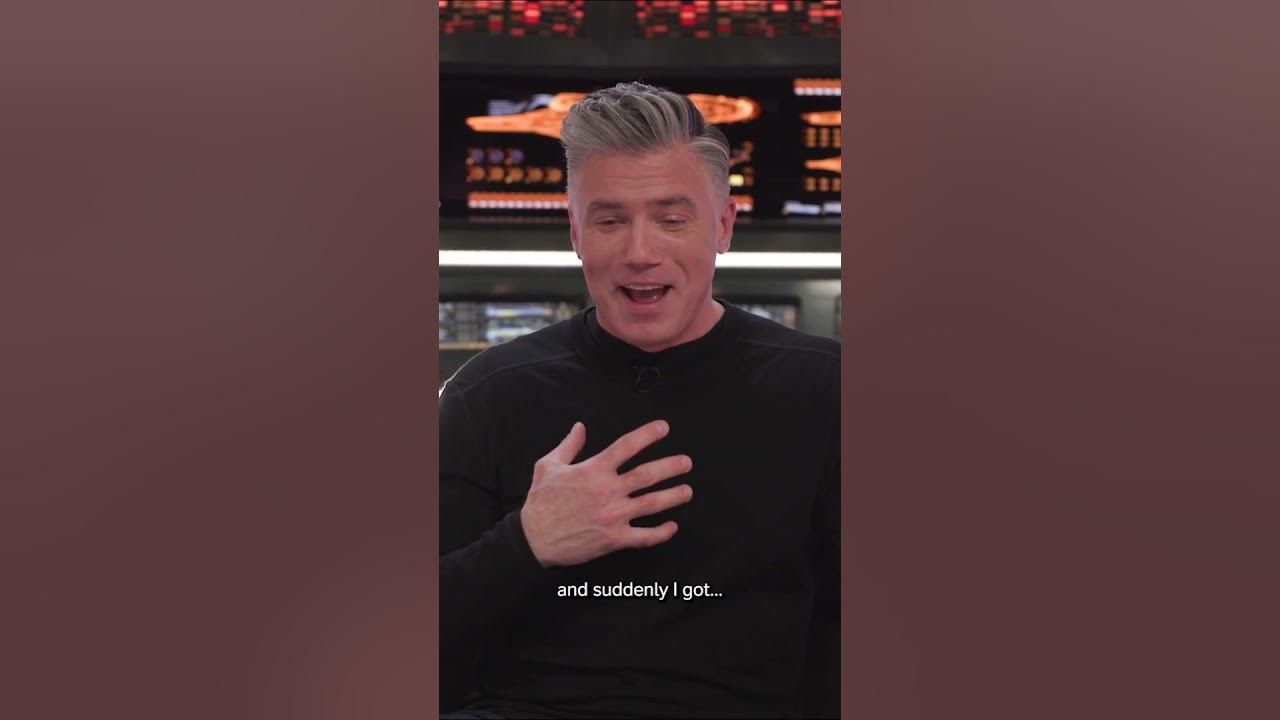 Anson Mount got emotional his 1st time in the captain's chair 🥺 #StarTrek #StrangeNewWorlds #Shorts