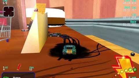 Re-Volt Custom Track Revolt Table by doll265 ,12 Cars 8 Laps & Pickups!