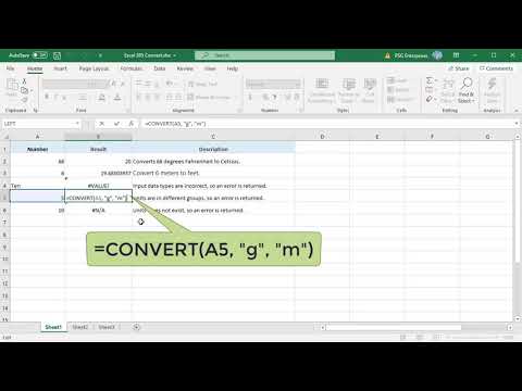 How to Create Unit Conversion Table using CONVERT Function in Excel - Office 365