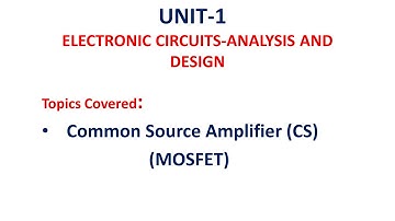 MOSFET CS Amplifier | Common source Amplifier Analysis | ECA | ECAD
