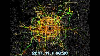 Taxi trajectories in Beijing one day.