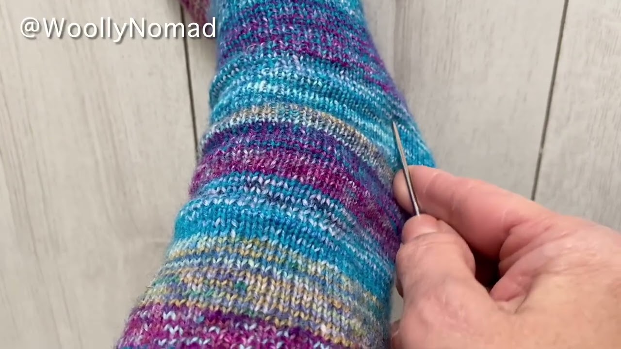 Knitting and finishing off socks Helical BlueTones Inspire Knitting Easy Sock Knitting Pattern Link