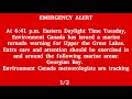 Environment Canada Alert Ready Tornado Warning - September 14, 2021 Across Southern Ontario