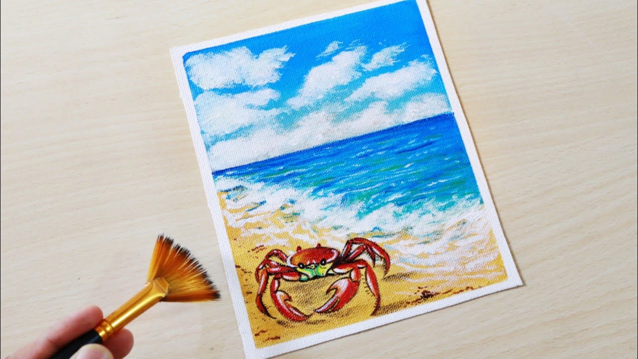 how to paint crab acrylic painting new beginners #acrylicpainting - YouTube