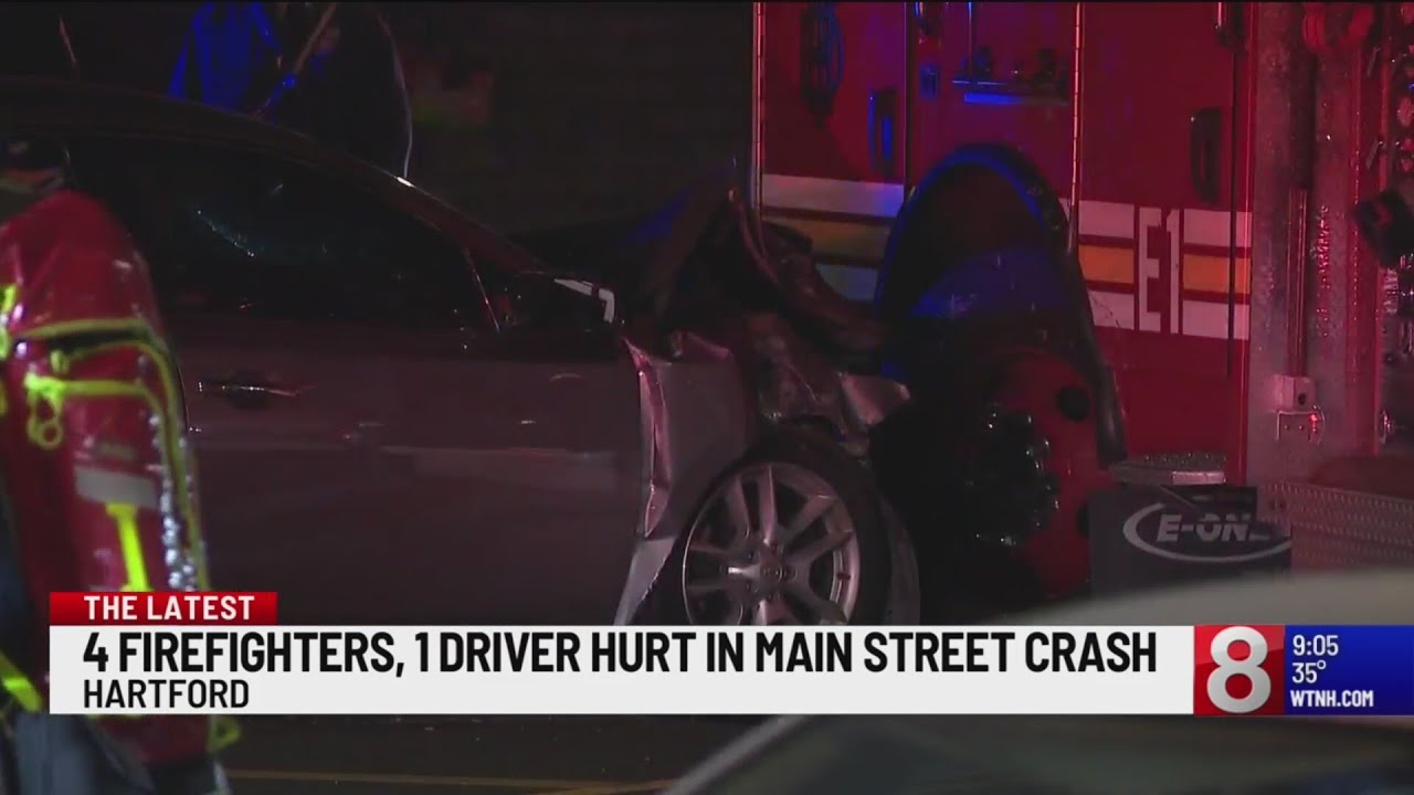 4 firefighters, 1 driver injured in Hartford crash - YouTube