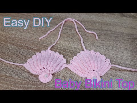 D.I.Y. Tutorial - Easy Crochet Shell Bikini for baby 1Y| ถักโครเชต์บิกินี่ แบบง่ายๆ ให้ลูกรัก