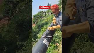 Holiday Testing of 3LPE Coated Pipes | Pipeline Quality Control #Shorts#holiday #coating #part2