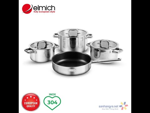 Video Bộ nồi Inox 304 liền khối Elmich Trimax ECO EL-8004... - youtube