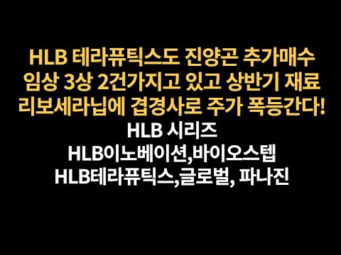   HLB 에이치엘비 HLB생명과학 HLB제약 HLB테라퓨틱스 진양곤회장 매수에 임상 3상 2건보유중 상반기에 재료있다 주가 전망 기대된다