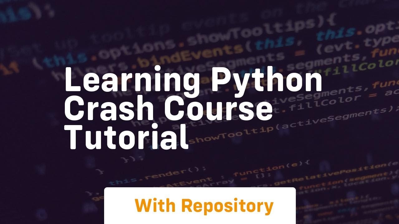 learning python crash course tutorial - YouTube