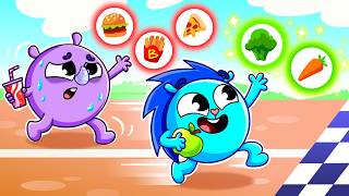 Eat Healthy, Stay Happy 😊🍎 Healthy vs Unhealthy Food | Kids Song and Nursery Rhymes 🐱🐨🐰🦁