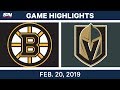 NHL Highlights Bruins Vs Golden Knights Feb 20 2019