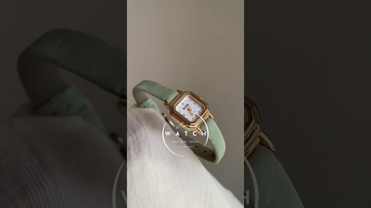 Sage Green Small Face Leather Watch - WatchwithSun-Dainty  display picture 3