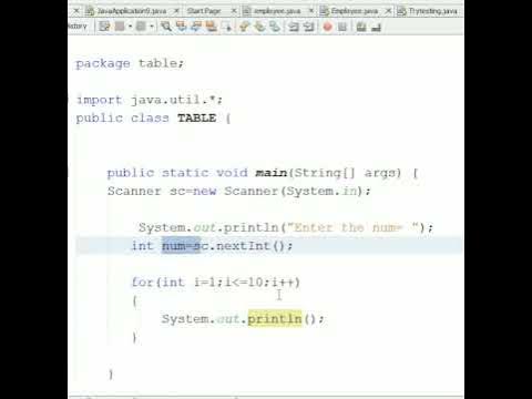 Print table in java using for loop - YouTube