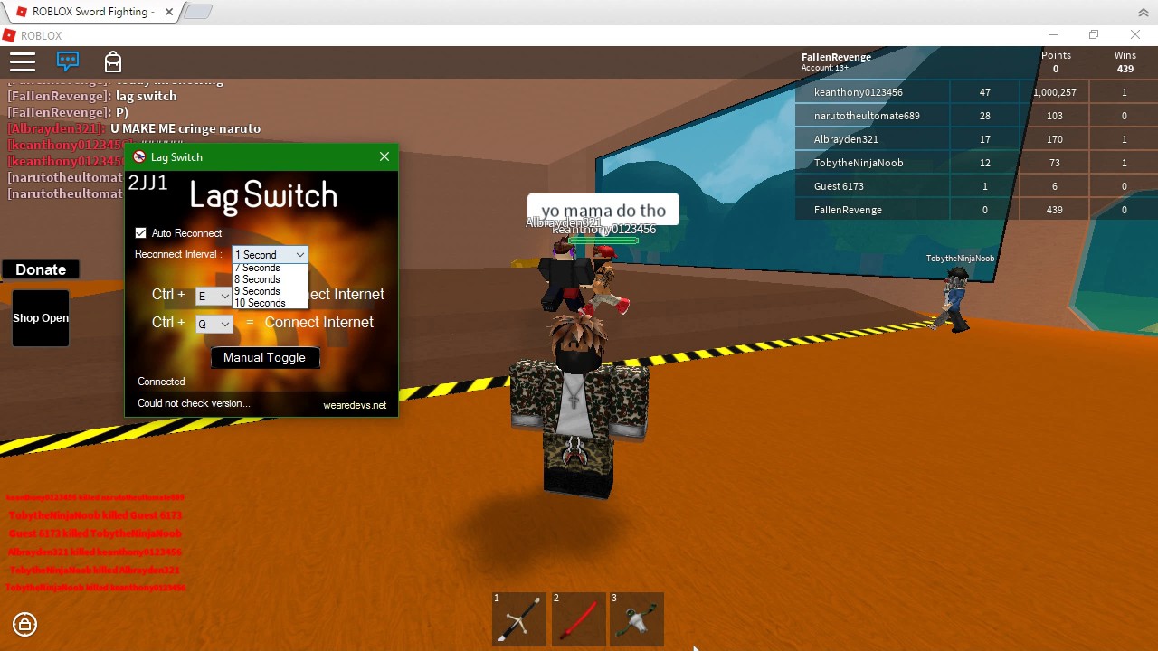 Using Lag Switch In Kick Off Roblox By Rds Yt - using lag switch in kick off roblox