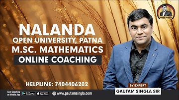 Nalanda Open University MSc Mathematics Complete Online Coaching with Notes I Helpline:- 7404406282