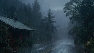 Drift Off to Sleep with Windy Rain & Thunder Sounds at Night in the Forest - 24 Hours of Rain Sounds