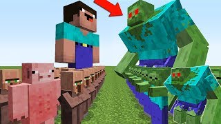 НУБ ЗАЩИЩАЕТ ДЕРЕВНЮ ЖИТЕЛЕЙ ОТ ЗОМБИ И МУТАНТА В МАЙНКРАФТ 8 ! MINECRAFT Мультик Сериал